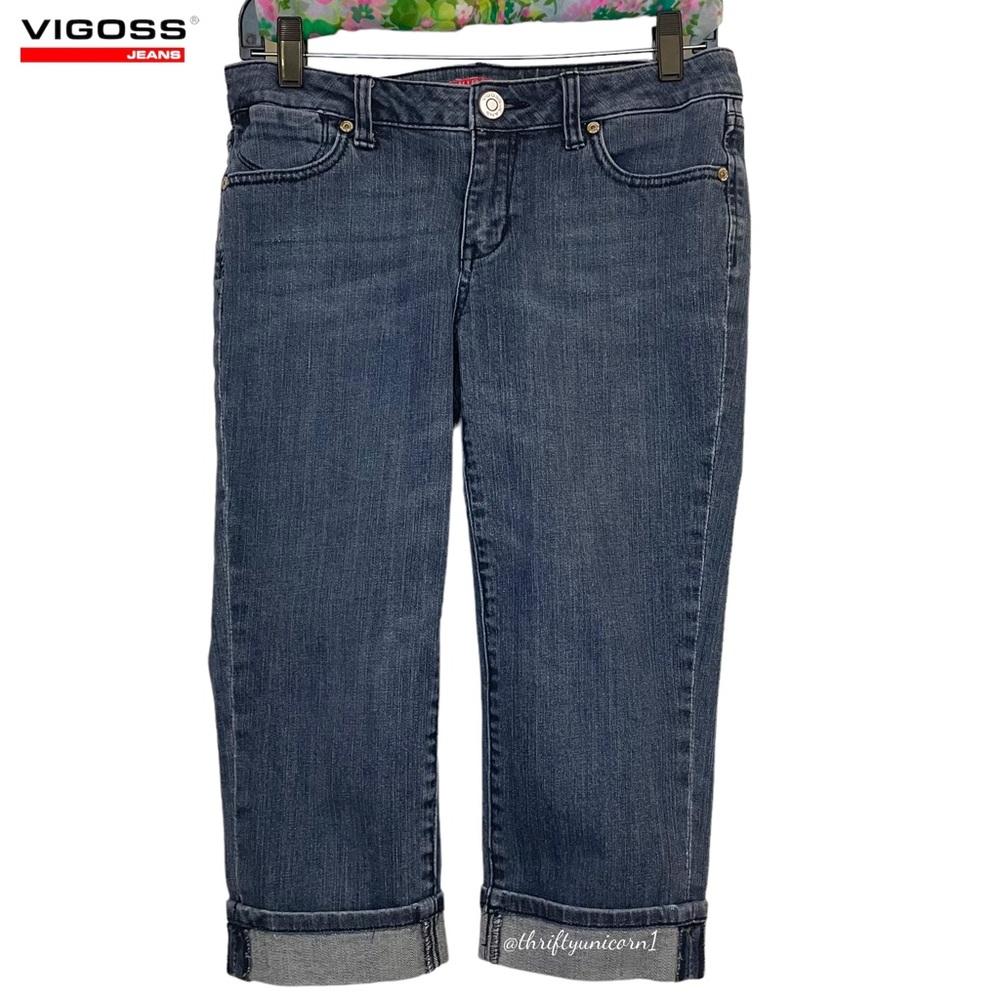 🫶 Vigoss Cropped Cuffed Capri Low Rise Blue Jeans ~ Size 5‎